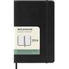 Moleskine Agenda Settimanale Orizzontale 12 Mesi 2024, Agenda 2024, Formato Pocket 9x14, Copertina Morbida e Chiusura Elastica, Colore Nero