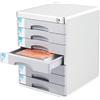 HazLope Cartella portadocumenti in alluminio, con chiusura a 7 cassetti, per ufficio, colore grigio argento, salvaspazio, sotto la scrivania, 30 x 36 x 40,5 cm, pronta per l'uso immediato, per l'ufficio e la