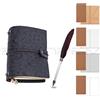 seaNpem , in pelle, scrittura diario notebook con Quill penna a sfera, con copertina rigida, carta sfoderato Traveler diario Notepad per Snap album, crack fiore in rilievo Art, Gift for Daily planner M Black