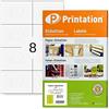 Printation Etichette Adesive 105 x 74 mm, 800 Etichette Multiuso, Stampa Etichette Adesive per Stampante a Getto d'Inchiostro e Laser, 8 Etichette per Foglio A4, 100 Fogli, Bianco, 105x74, 3427