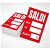Mr Pubblicità Cartellini Segnaprezzi, 100 Pezzi, 8,5x5,5 cm o 10x15 cm, Cartoncino Lucido 350 g, prezzi Saldi sconti (SALDI VERTICALE, 10X15 cm)