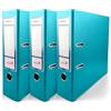 Netuno 3 raccoglitori A4 turchese 2 anelli dorso 8 cm raccoglitore documenti ufficio cartone Rivestito in Polipropilene con Meccanismo a Leva organizer faldone documenti classificatore