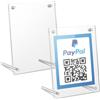 Kevenal Segnali QR Code, 10,2 x 15,2 cm, menu con codice QR trasparente, con supporto in metallo, supporti in acrilico per app per contanti, 2 confezioni