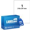 Labelident Etichette per spedizione, formato A4, 210 x 297 mm, 500 etichette autoadesive su 500 fogli DIN A4, per DHL, DPD, Fedex, GLS, Hermes, UPS - per stampanti laser e inkjet I carta opaca