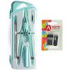 BOTTI Kit Pastel Pcs 6 compasso in metallo professionale, matita, temperino con raccoglitore, extra mine con temperamine per scuola media elementare superiore Made in Italy (PASTEL AZZURRO)