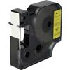 vhbw Cassetta nastro compatibile con Dymo 5000, 2000, 5500, 1000+, 1000, 4500, 3500 etichettatrice 7m x 12 mm nero su giallo