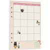 Zelten Carta perforata multicolore, 45 fogli, 90 pagine, per rilegatura a 6 fori, quaderno ricaricabile (A5, Bunny Monthly Planner)