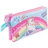Pryma Astuccio Slim, Double Face, Doppia Zip, Portapenne Slim per Scuola Elementare e Infanzia, 22.5 X 12.5 Cm, 1 Zip (Sirena e Unicorno)