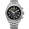 Citizen Eco-drive - Orologio Uomo Solare Casual Cinturino In Acciaio Inox Grigio Cassa In Titanio Quadrante Analogico Nero - AT2480-81E