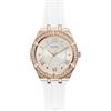 GUESS Orologio analogico da donna al quarzo giapponese con cinturino in argento GW0034L2, Bianco/Tono Oro Rosa, NS, Orologio al quarzo