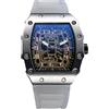 RORIOS Orologio Quarzo da Uomo Orologi da Polso Moda Tonneau Orologi Luminosi Analogico Orologi Casual Sportivo con Calendario Argento Bianco B