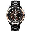 CURREN - Orologio da polso da uomo, sportivo, impermeabile, al quarzo, in acciaio inox, per uomini e ragazzi, nero
