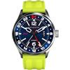 Panzera Flieger 45G Meccanico Automatico Acciaio Blu Giallo Silicone Zaffiro Data Orologio Uomo