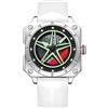 Forrader Orologio da uomo con ruota per auto, quadrato, al quarzo, impermeabile, sportivo, in acciaio inox, con design con mozzo girevole 3D, regalo per gli appassionati di auto