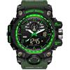 findtime Orologio sportivo da uomo impermeabile, orologio militare tattico analogico digitale per esterni orologio grande quadrante sveglia cronometro LED orologio per uomo, Verde, Cinturino