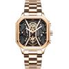 DAXIAOYU Moda Sport Uomini Orologi Da Polso Di Lusso Cronografo Luminoso Impermeabile Automatico Data Orologio Quadrato Quadrante Cinturino In Pelle, Tutto in acciaio rosa, Lusso