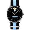 PRESTIGE & DELUXE Orologio da polso Lowell Tidy Lazio Cinturino neroazzurro- Quadrante 39 mm nero + portachiave calcio