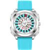 MASTOP Orologio da polso da uomo con ruota della roulette, gioco d'azzardo, quadrante girevole, poker, quadrato, cinturino in silicone, orologio unico, creativo, appariscente, orologi da uomo business