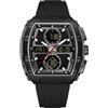 Forrader Orologi militari da uomo alla moda Tonneau rettangolare orologio da polso sportivo impermeabile orologio digitale da uomo con calendario luminoso cronometro, interamente nero