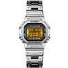 PASOY Orologio digitale multifunzione da uomo, cassa quadrata in acciaio inox, doppio fuso orario, sveglia, cronometro, conto alla rovescia, retroilluminato, orologio impermeabile, Argento per le