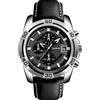 TONSHEN Fashion Orologi da Polso da Uomo Calendario Cronometro Acciaio Inossidabile Cassa e Pelle Casual Analogico Quarzo Orologio (Nero)