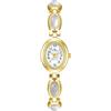 ALANTOP Orologio da polso da donna al quarzo ovale con numeri arabi e perle dorate e argentate, facile da leggere, resistente all'acqua, elegante orologio da polso, Moonlight Shell Gold Whit