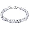 ParticolarModa Bracciale Donna regolabile nodini anellini lucido diamantato acciaio alluminio morbido 7 mm (Regolabile da 22 a 25 cm (x polso 19-21), Argentato)