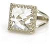ANEMONE JEWELRY Personalizzato Dichiarazione Anello Quarzo Chiaro Argento 925 - Gemma Artigianale e Anelli Compleanno per Donne Argento Sterling - Anello Quadrato per Fidanzamento, Matrimonio, Regali - con Kit Regalo