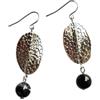 Handmade Orecchini Argento Martellato con Agata Nera - Orecchini Pendenti Moderni ed Eleganti, Gioielli Leggeri con Pietra Naturale, Regalo Artigianale per Lei