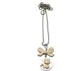 Handmade Collana lunga con gatto beige su disco bianco e fiocco