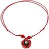 Generic Collana cordino cerato con fiore rosso