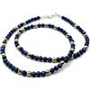 Handmade Collana Lapislazzuli Blu ed Ematite Dorata, Argento 925, Girocollo con Pietre Piccole, Gioielli Minimalisti, Regalo di Natale per Lei
