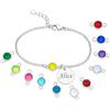 AUROGLOW Bracciale portafortuna personalizzato per donna - Ciondolo con nome inciso in acciaio inossidabile, catena regolabile 15+5 cm, regalo di gioielli in cristallo per 12 mesi per lei