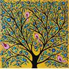 DORON ARTE QUADRO MODERNO ASTRATTO DIPINTO A MANO TELAIO GALLERY BORDI DIPINTI - ALBERO DELLA VITA - 60x60x4 cm -RIF244