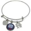 Silvia Creations And Co Bracciale Bangle in Acciaio con Ciondolo Scritta Grazie Prof e Charms | Ciondolo Scritta Grazie Prof Fatto a Mano con Resina Colata