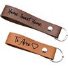 Generic Portachiavi Vera Pelle Personalizzato Nome, Messaggio, Frase, Idea Regalo Portachiavi, Portachiavi cuoio Uomo Donna