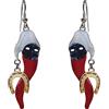 Handmade Orecchini Corniciello e Pulcinella con Ferro di Cavallo | Smalti a cottura | Ganci in acciaio chirurgico