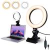JAOXISOU Illuminazione per videoconferenze, luce ad anello da 16 cm con morsetto di supporto, webcam, 3 modalità e 10 livelli dimmerabili, computer portatili, monitor, scrivania, letto, ufficio, trucco