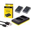 pabuTEL-Bundle 3 in1 Set per la Olympus OMD EM10 Mark II - 2 Premium ricaricabili per Olympus BLS 5BLS 50 (Forte 1100 mAh) + doppio caricatore (consente di caricare 2 Batterie ricaricabili via USB LAN Su Una