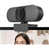 LEIYTFE Fotocamera HD 2K Per Computer, Autofocus USB Web Camera Con Microfono, Per Chiamare Conferenza Online, Streaming, Correzione Della Luce, Plug & Play(Black,Without)