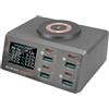 Sunydog Caricatore da Tavolo Schermo LCD a Colori Stazione di Ricarica Multiporta PD Ricarica Wireless a 9 Porte (Spina europea)