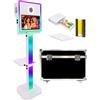 JIAQINMOTD Mini PC con touch screen da 15,6 pollici, mini PC integrato, con luce ad anello e custodia per foto, per selfie, portatile, per eventi, feste a noleggio (bianco, cabina fotografica + stampante)