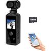 EMEBAY Fotocamera tascabile da 64 GB Ultra HD 4K, mini videocamera sportiva portatile girevole a 270°, EIS/fotografia time-lapse/riprese al rallentatore/fotocamera subacquea indossabile