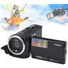 0℃ Outdoor 16MP Videocamera Camcorder Videocamera in Diretta Streaming con 16x Zoom Ottico 2.7 Ips Screen HD Videocamera per la Registrazione Video, Ricodifica e Supporti di Memorizzazione,Nero
