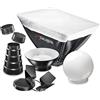 Walimex pro Set accessori per flash 7 pezzi - con adattatore, diffusore sferico, softbox, beauty dish, snoot, griglia - compatibile con Canon 580EX / 580EX II