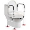 TkkMivcOC Rialzo sedile WC con braccioli regolabili, funzione 3 in 1, per adulti fino a 150 kg, per anziani e disabili, bianco