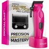 Cocco Hyper Veloce Pro Clipper, Digital Gap Ambassador Graphene Taper Blade Professional Hair Clipper, High Torque BLDC Motor, All-Metal, Cordless, Stazione di ricarica inclusa (rosa)
