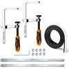 POWERTEC 72047 - Set di 2 connettori per guida per seghe a binario Festool, Makita, DeWalt e Triton, con striscia di ricambio per guida da 139,7 cm e 2 morsetti rapidi per guida a vite da 14 cm