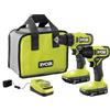 RYOBI ONE+ 18V Cordless 2-Tool Combo Kit con trapano/driver, driver a percussione, (2) batterie da 1,5 Ah e caricabatterie (PCL1200K2)