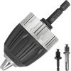 Eumtenr Mandrino autoserrante da 0,8-10 mm 3/8-24UNF per mandrino filettato 3/8-24UNF, con codolo esagonale da 1/4 e adattatore di conversione rapida SDS Plus (nero e bianco)